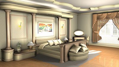 Vizualizace navržené ložnice ze dřeva